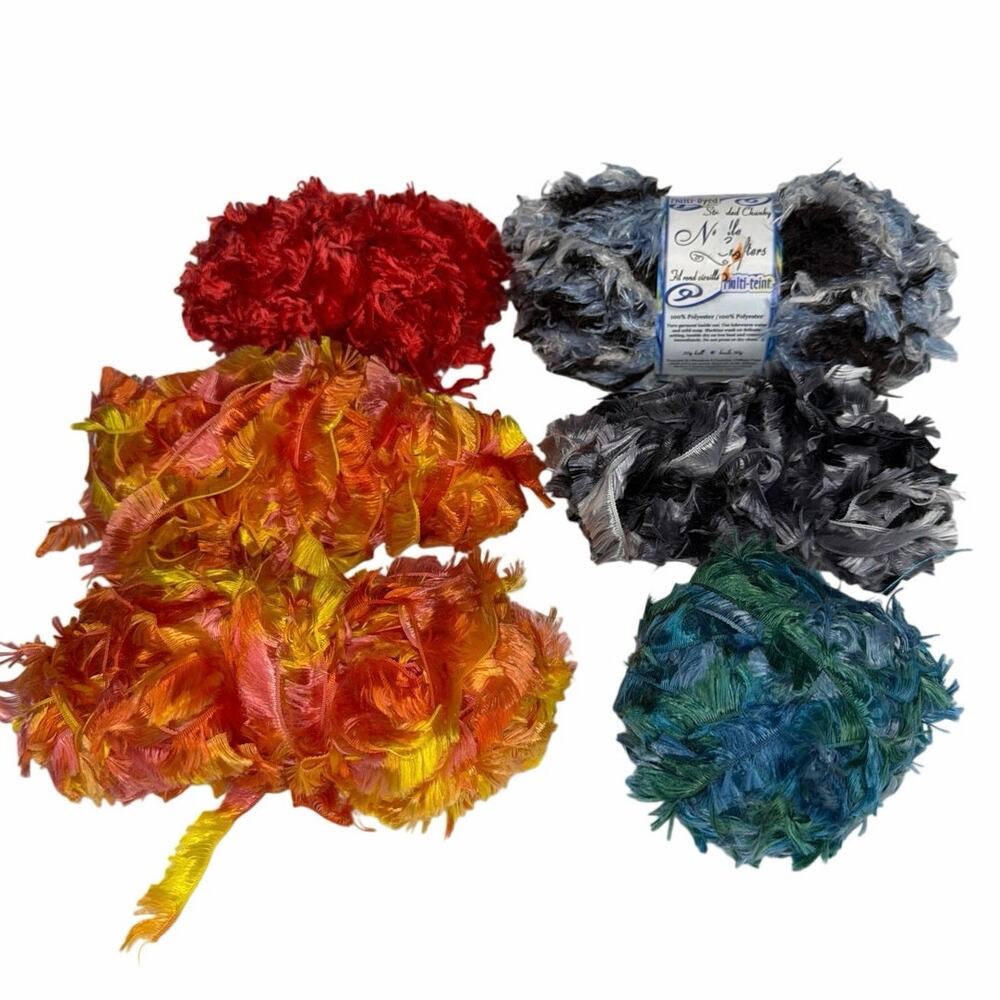 Mixed Lot 10 Oz Eyelash Fun Yarn Crochet Knit Craft DIY Gift Variegated New